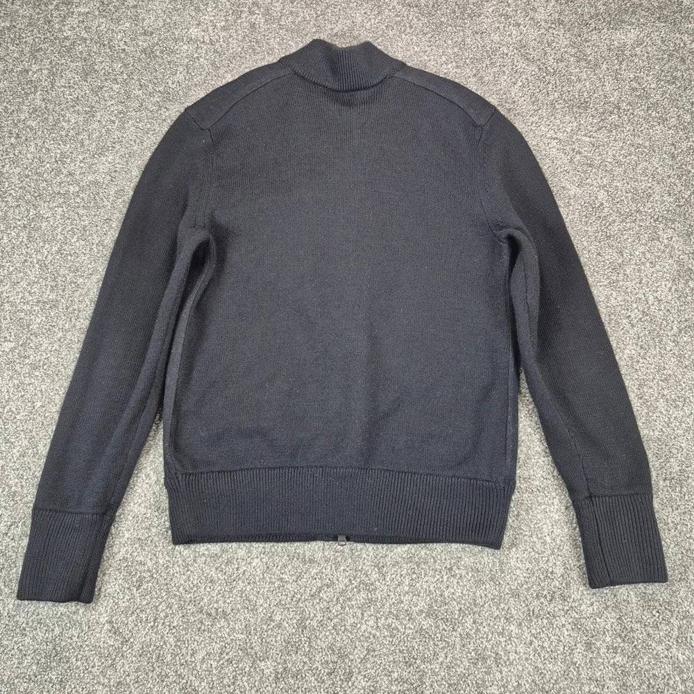 Banana Republic Merino Wool BomberJacket Mens Small Black Sweater Knit Full Zip